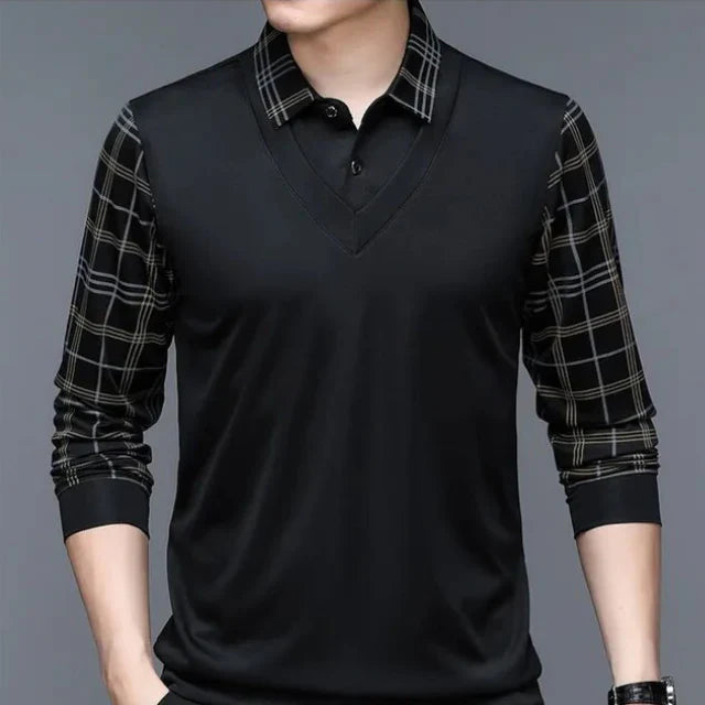 Herren Poloshirt Langarm Klassisch Elegант