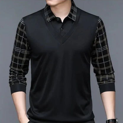 Herren Poloshirt Langarm Klassisch Elegант