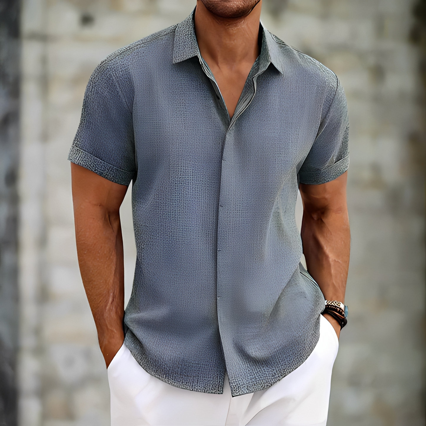 Herren Sommerhemd Leicht Baumwolle Modern