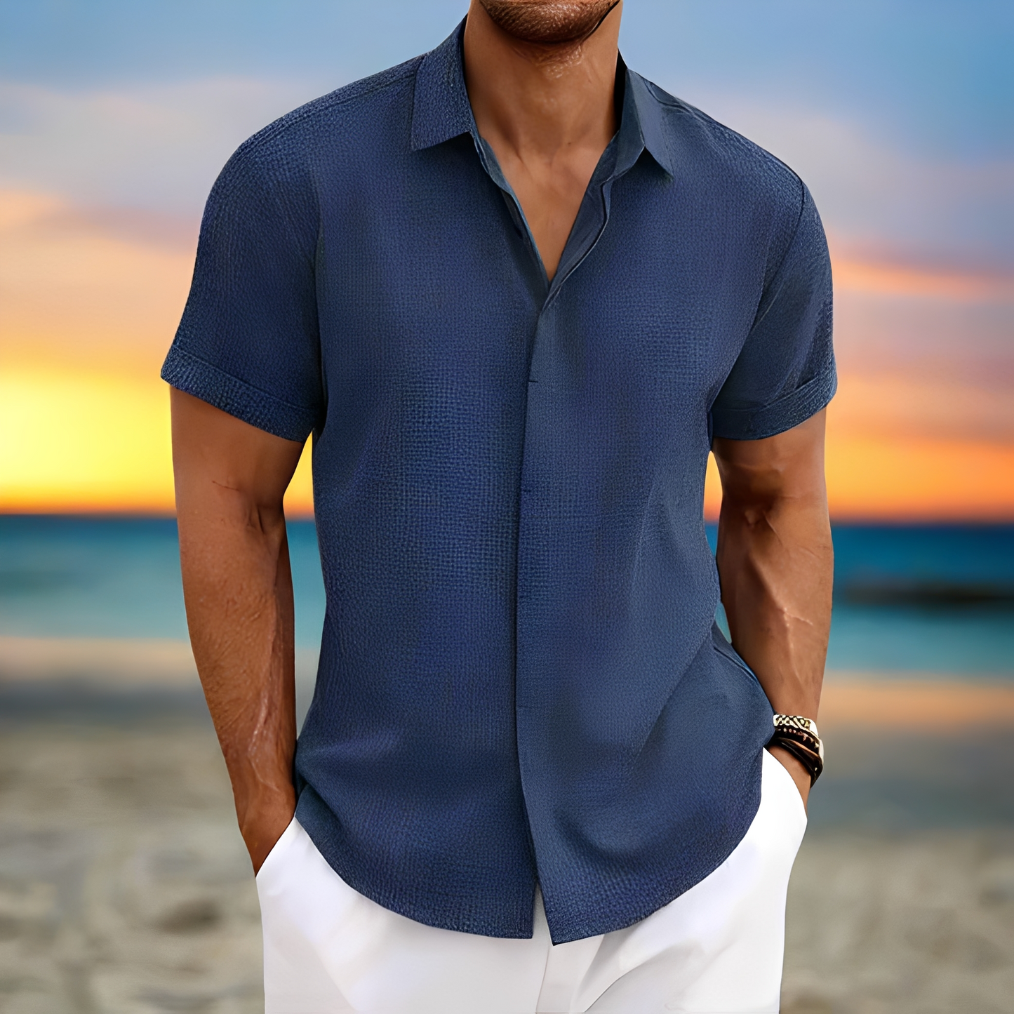 Herren Sommerhemd Leicht Baumwolle Modern