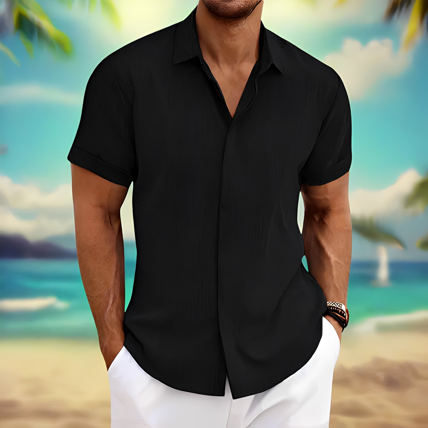 Herren Sommerhemd Leicht Baumwolle Modern