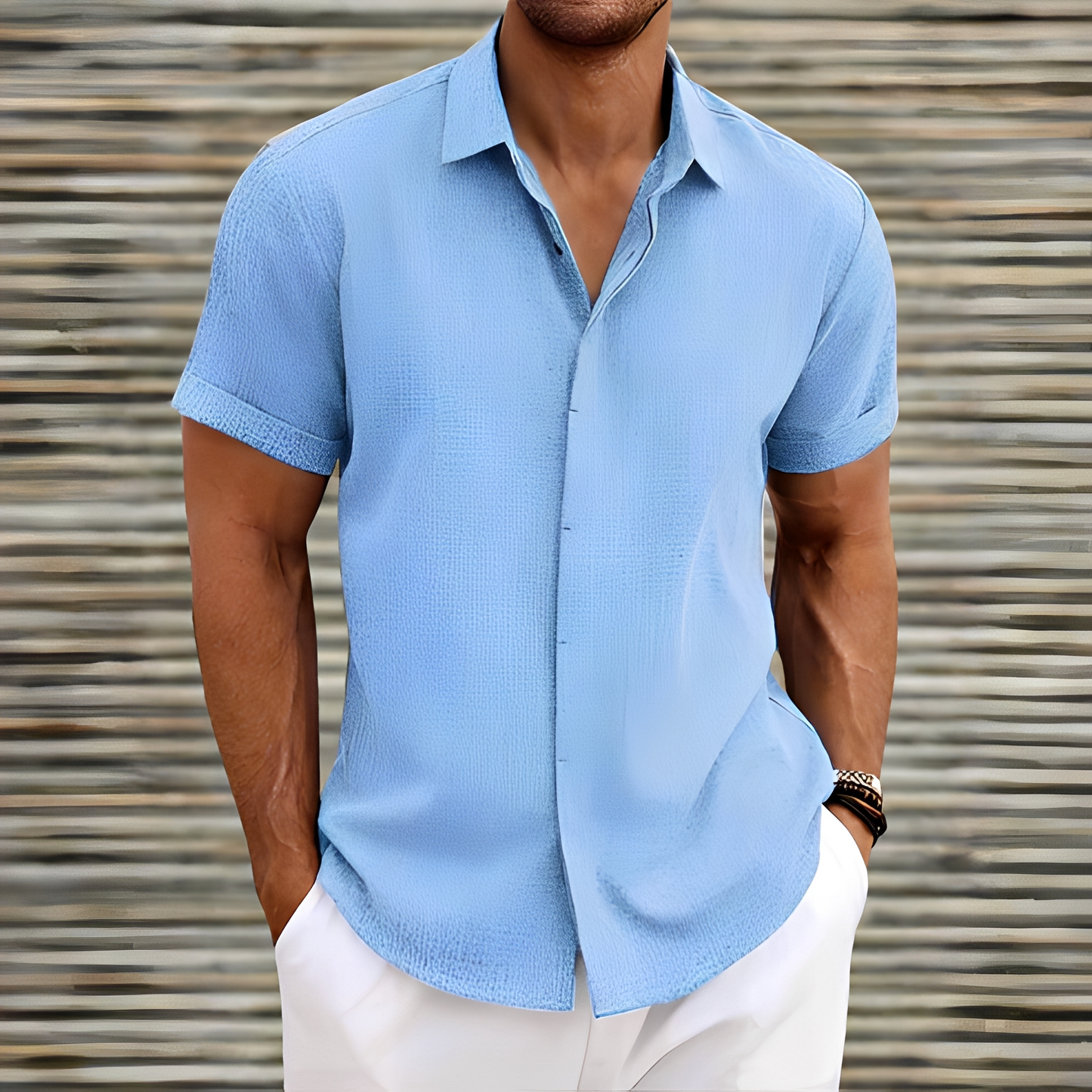 Herren Sommerhemd Leicht Baumwolle Modern