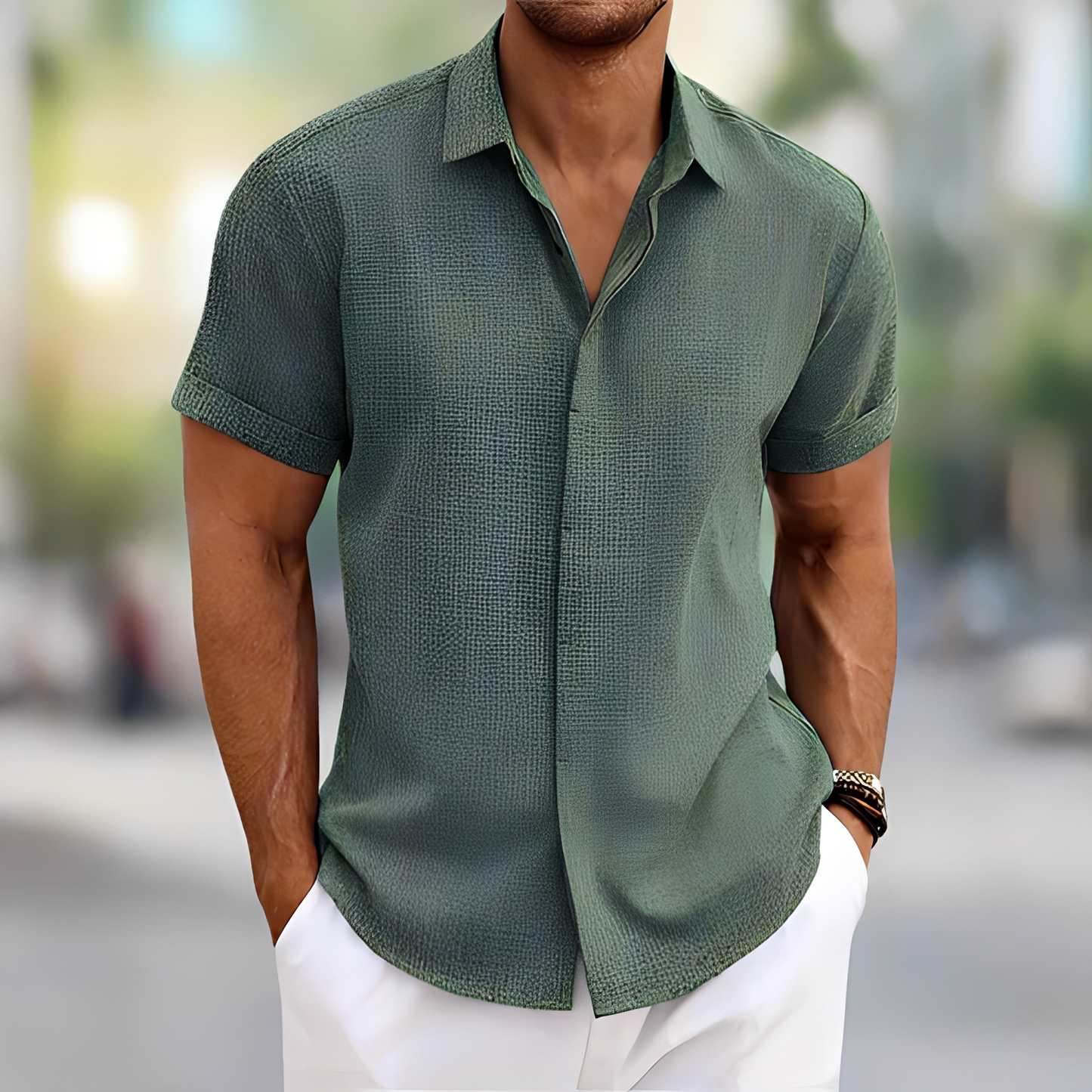Herren Sommerhemd Leicht Baumwolle Modern
