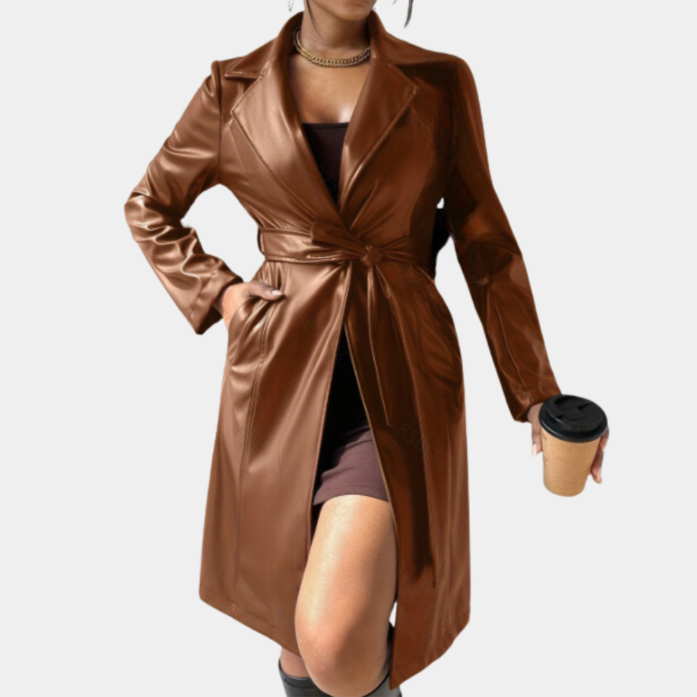 Damen Herbstjacke Lange Stylisch Schwarz