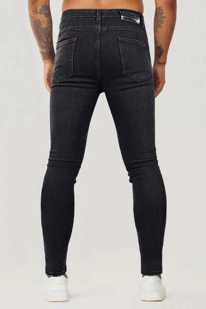 Rippen Jeans Herren Schwarz Skinny Destroyed