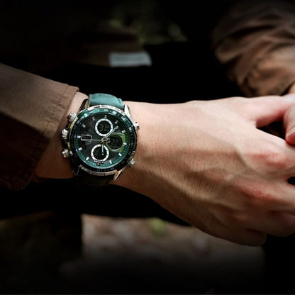 Herren Armbanduhr Edelstahl Marine Chrono