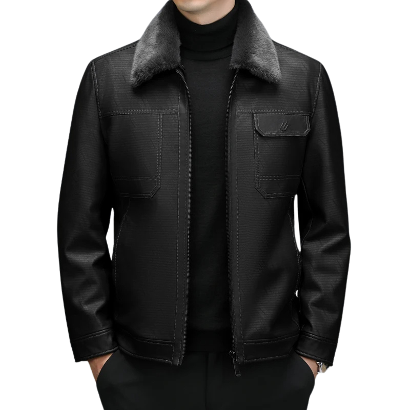 Herren Schafsfelljacke Klassisch Leder Braun - BerlinGlamour