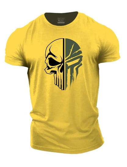 Herren T-Shirt Totenkopf Militär Style Schwarz
