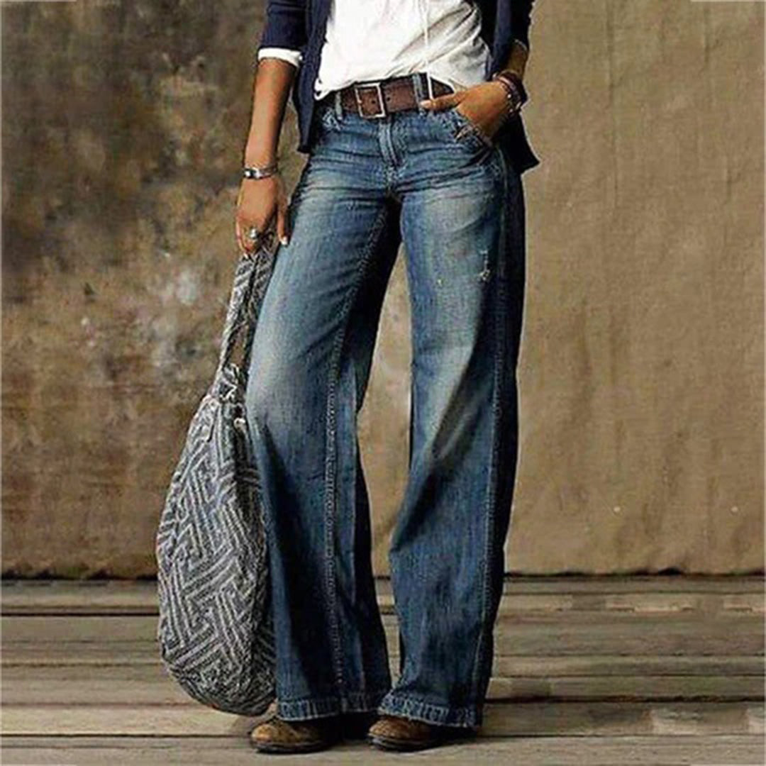 Damen Vintage Jeans Weite Bein Schnitt