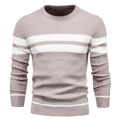 Herren Pullover Streifen Rundhals Klassisch