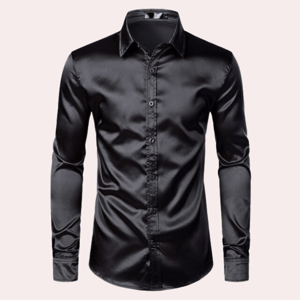 Slim Fit Herrenhemd Glänzend mit Knöpfen - BerlinGlamour