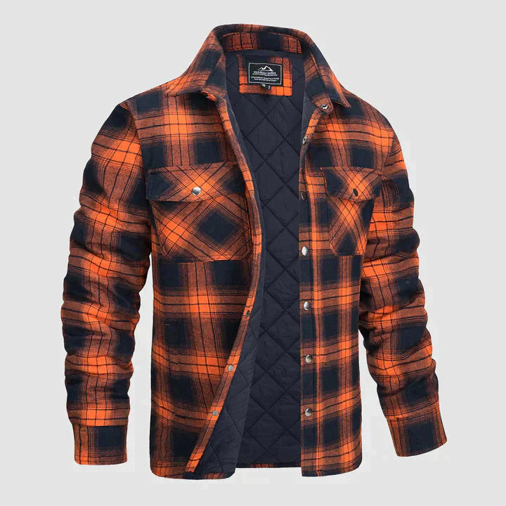 Oberhemd – Langarm – Brusttaschen – Hemd mit Knöpfen – kariertes Hemd-Orange-S-Chaps Herrenmode