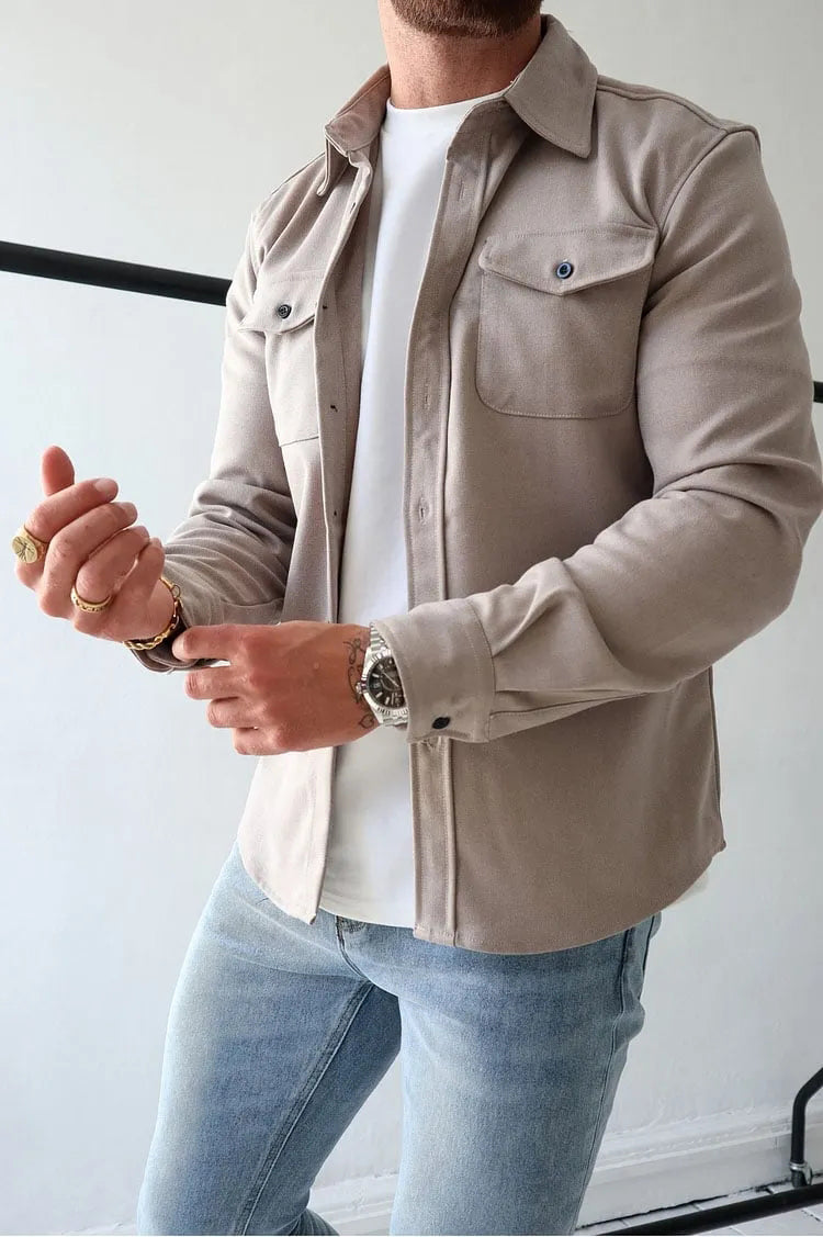 Herren Oberhemd Langarm Hemdjacke Casual - BerlinGlamour