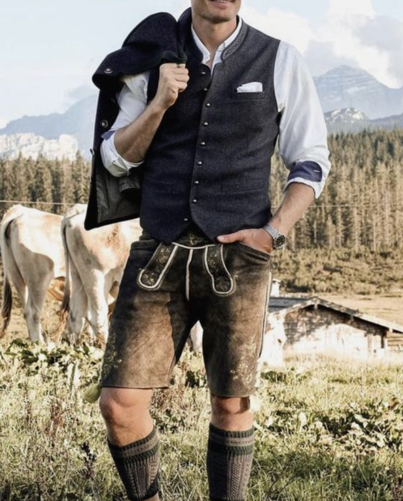 Lederhosen Shorts Braun Oktoberfest Kostüm Männer - BerlinGlamour