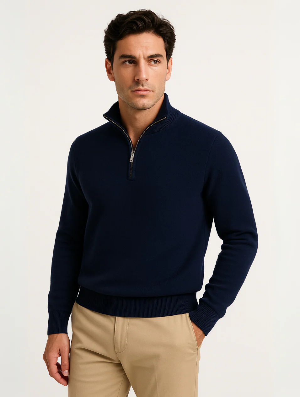 Old Money Half-Zip Pullover für Herren – Marineblau 2