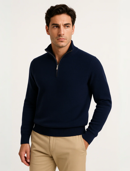 Old Money Half-Zip Pullover für Herren – Marineblau 2