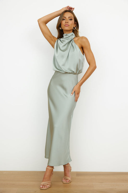 Elegantes Juliana Midikleid mit asymmetrischem Rundhalsausschnitt