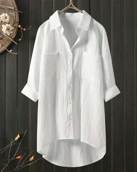 Weiße Leinenbluse Damen Elegant Sommer - BerlinGlamour