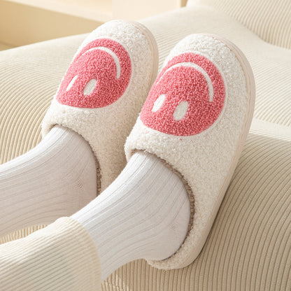 Weiche Pelzpantoffel Smiley Muster Warm