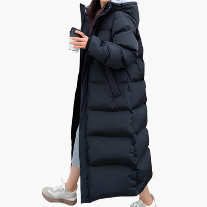 Damen Wintermantel Lang Kapuzen Puffer Warm