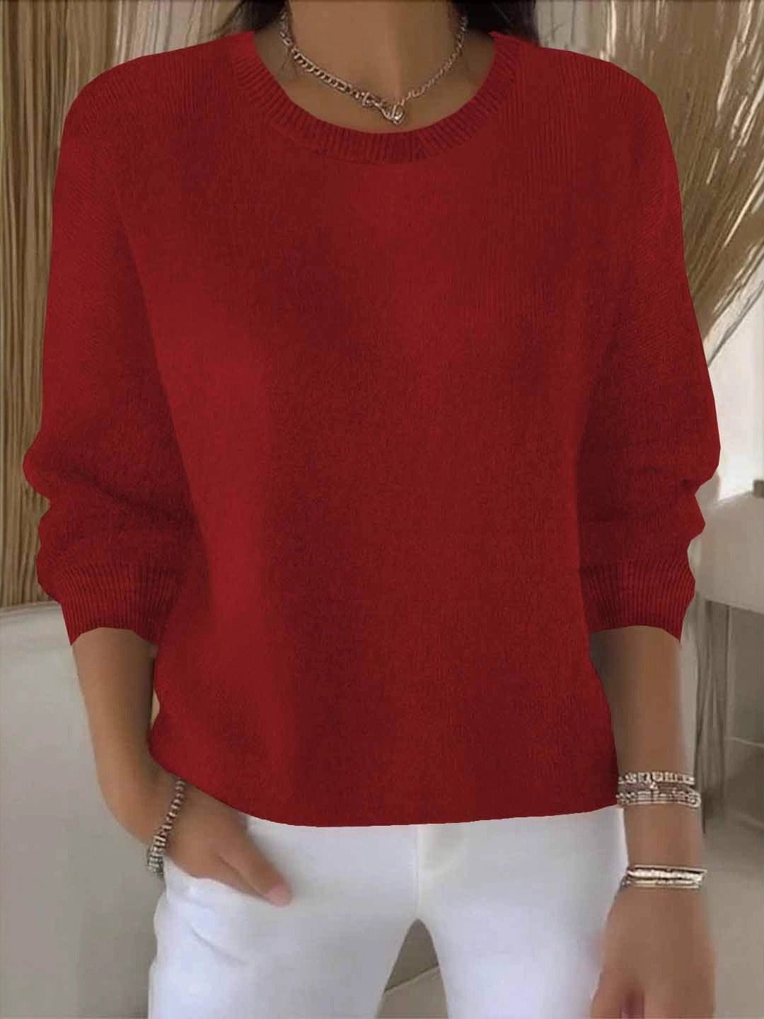 Damen Strickpullover Weich Warm Winter