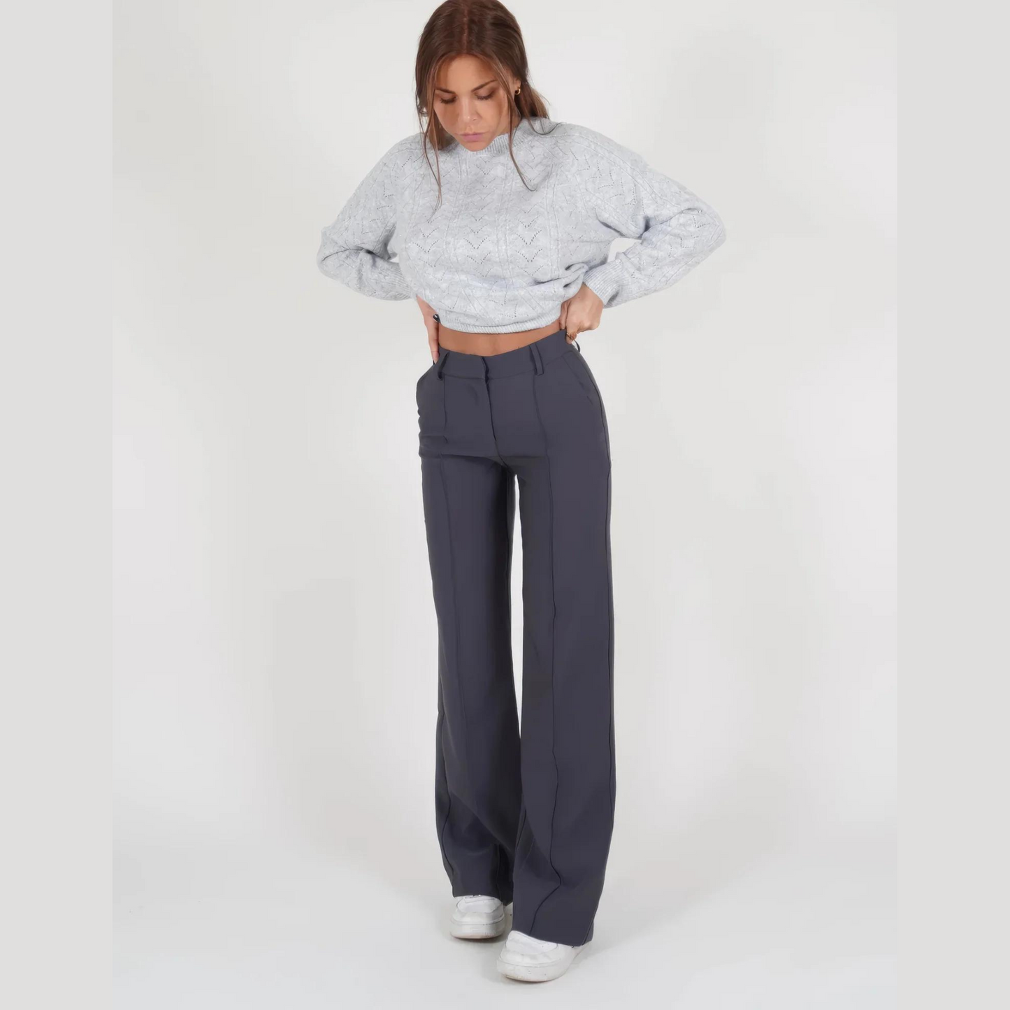 Elegante Hochtaillihose Weite Bein Damen Hose - BerlinGlamour