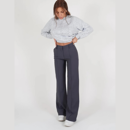 Elegante Hochtaillihose Weite Bein Damen Hose - BerlinGlamour