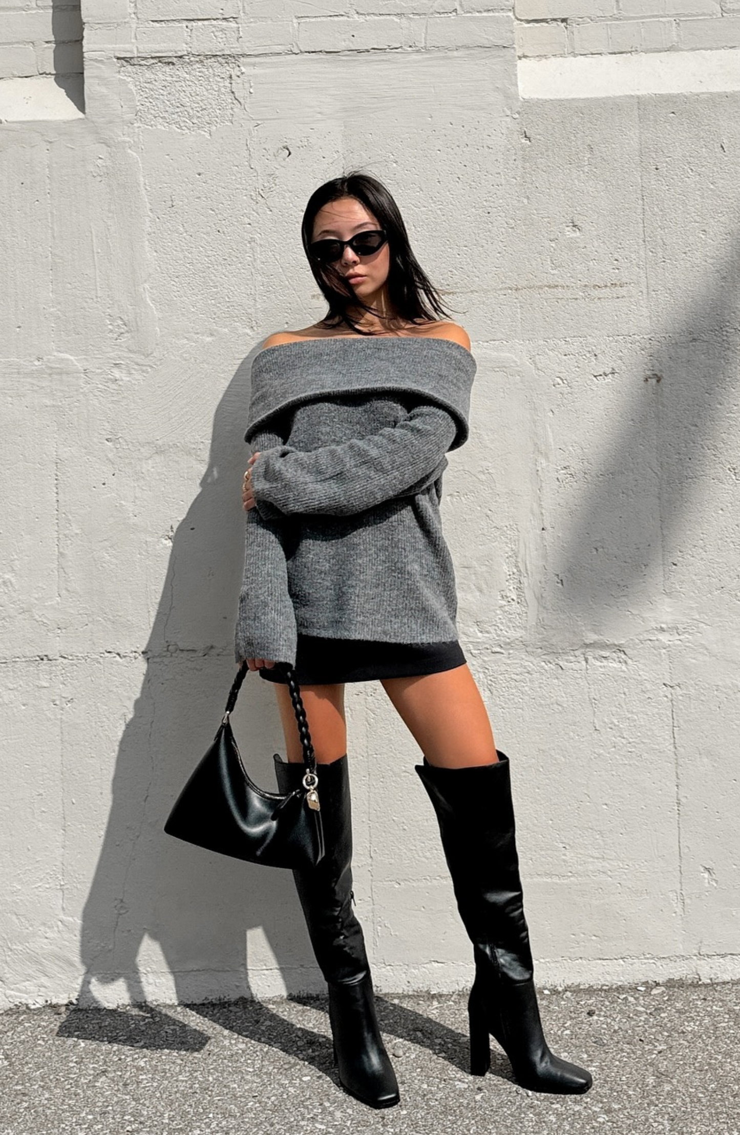 Damen Pullover Off Shoulder Elegante Schulterfreiheit