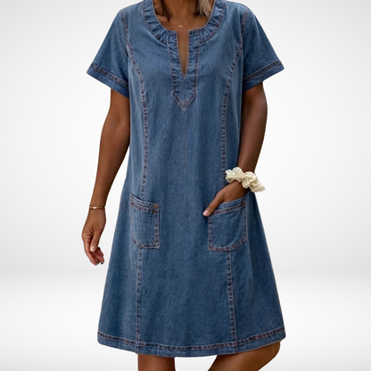 Damen Sommerkleid Lässig Mit Taschen Leicht