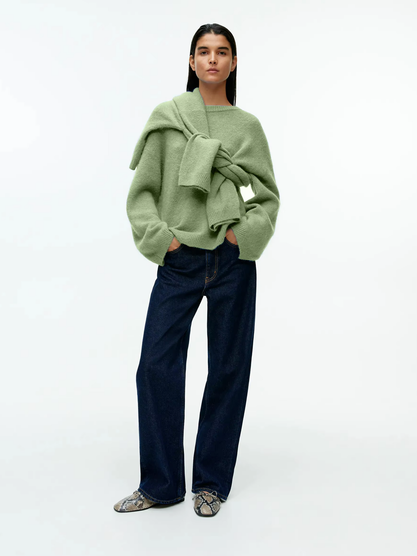 PureEase Sweater Damen grün modern minimal
