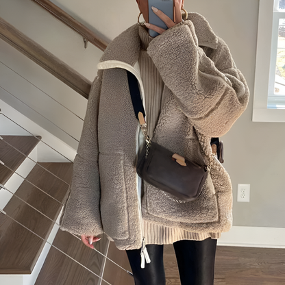 Teddy Fleece Jacke Damen Weich Warm Winter - BerlinGlamour