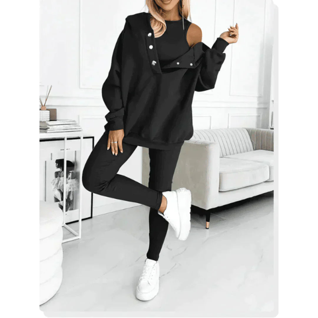 Damen Sweatshirt Set Off Shoulder mit Leggings