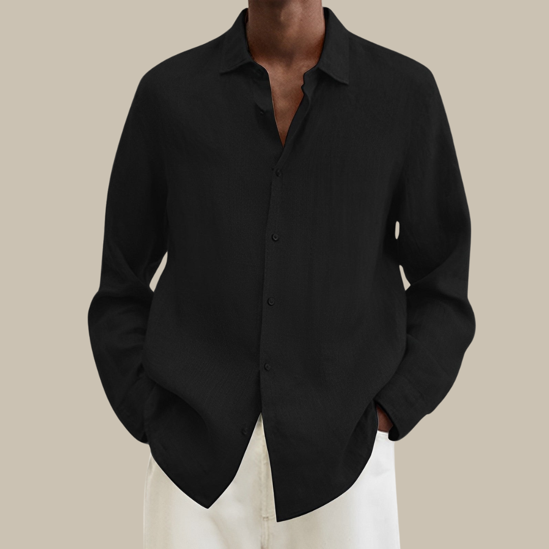 Elegantes Herrenhemd Leinen Langarm Modern