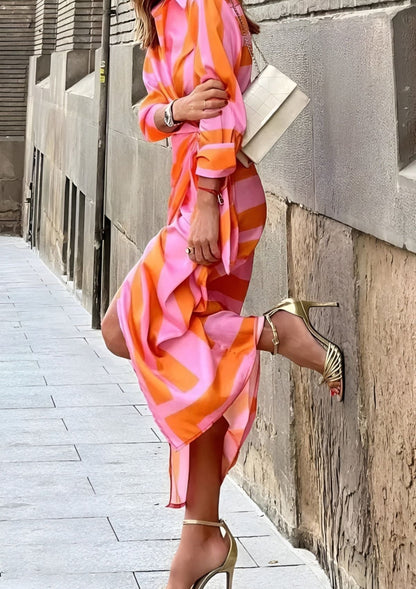 Wickelkleid Gestreift Elegant Damenkleid