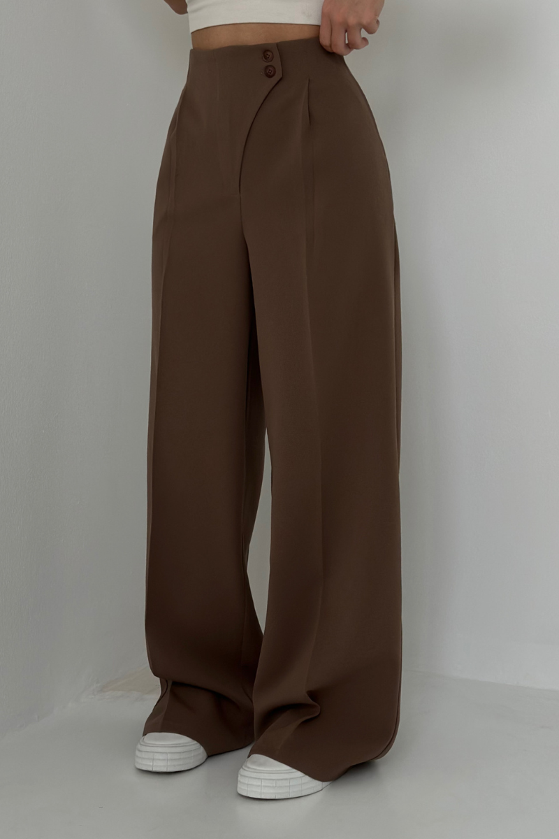 Damenhose High Waist Weite Bein Elegant - BerlinGlamour