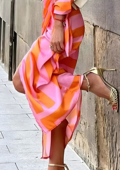 Wickelkleid Gestreift Elegant Damenkleid - BerlinGlamour