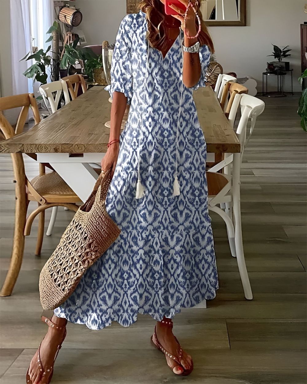 Boho Damen Wickelkleid Magisches Floral Design - BerlinGlamour