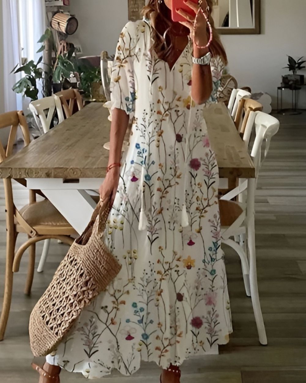 Boho Damen Wickelkleid Magisches Floral Design