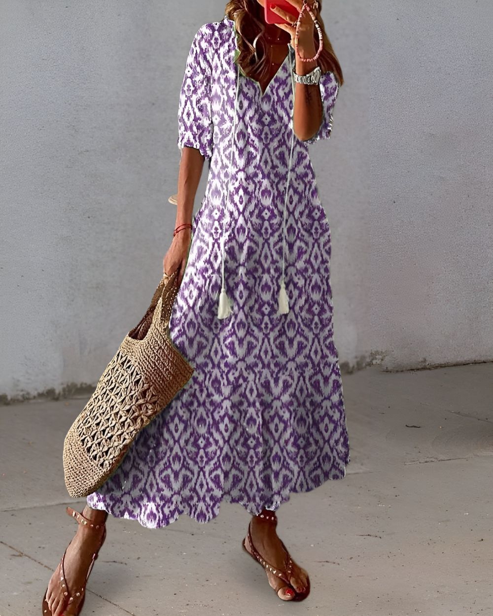 Boho Damen Wickelkleid Magisches Floral Design