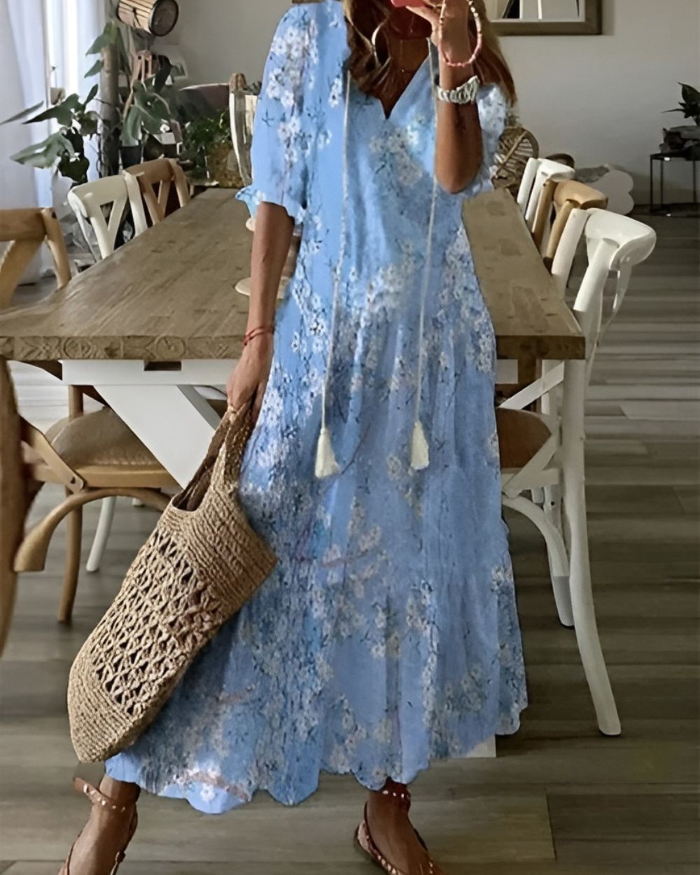 Boho Damen Wickelkleid Magisches Floral Design