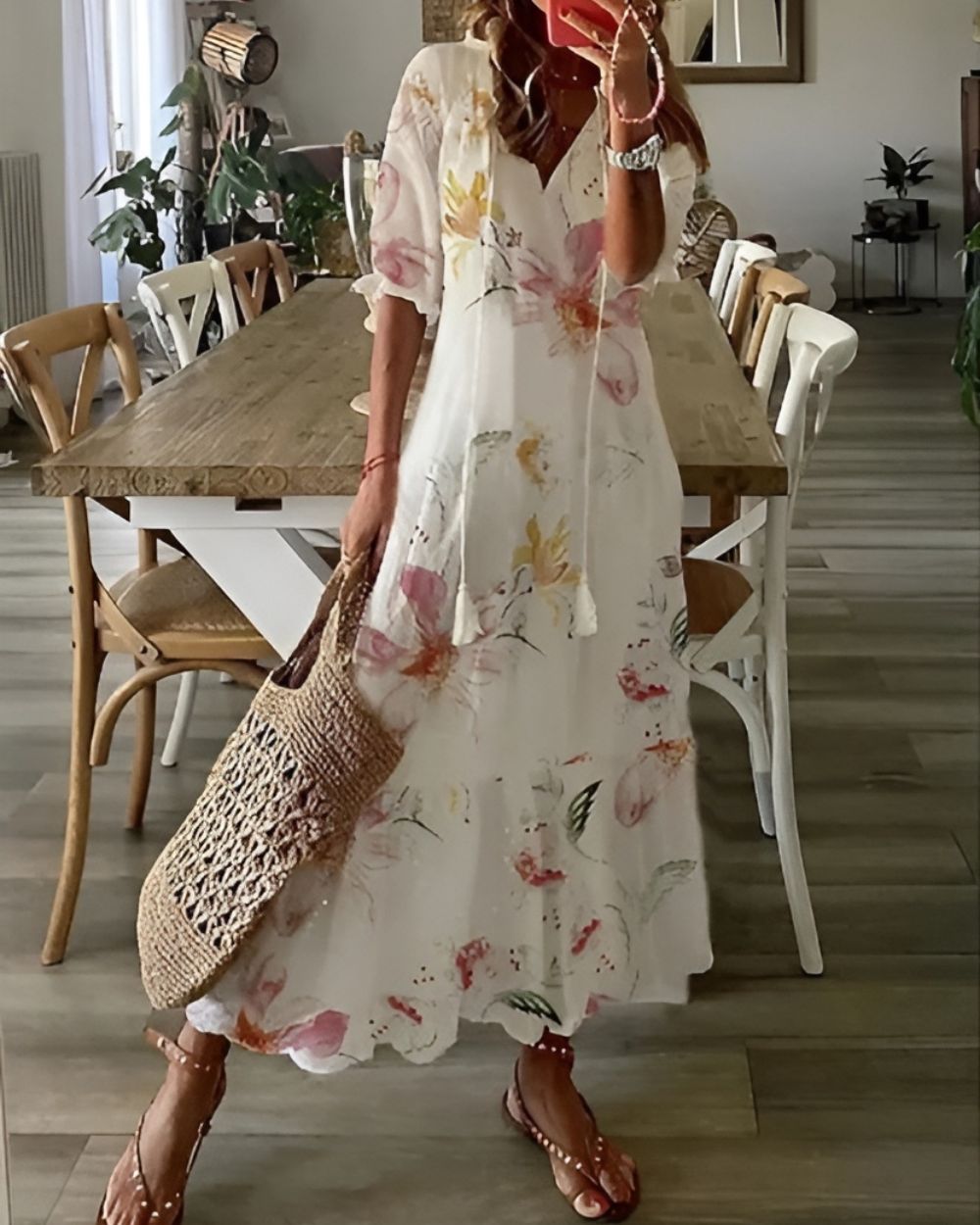 Boho Damen Wickelkleid Magisches Floral Design