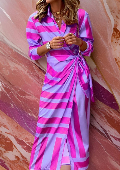 Wickelkleid Gestreift Elegant Damenkleid