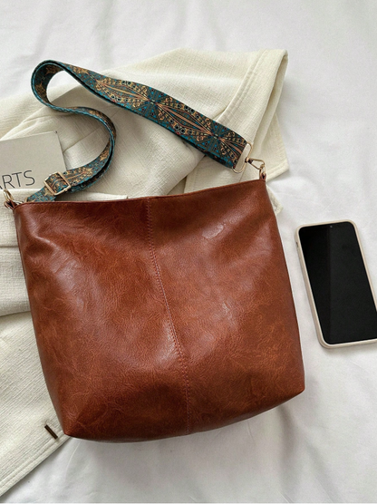 Stilvolle Damen Umhängetasche Modern Lederschwarz
