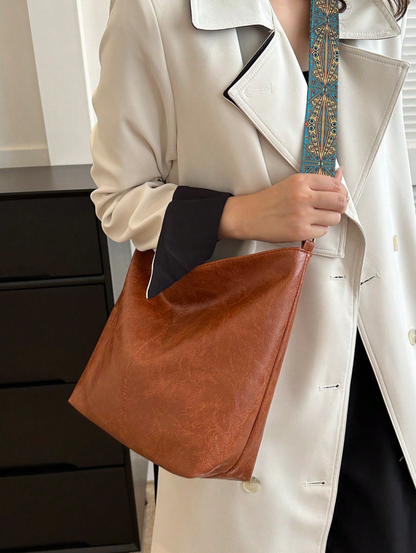 Stilvolle Damen Umhängetasche Modern Lederschwarz