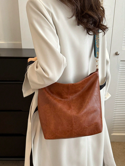 Stilvolle Damen Umhängetasche Modern Lederschwarz