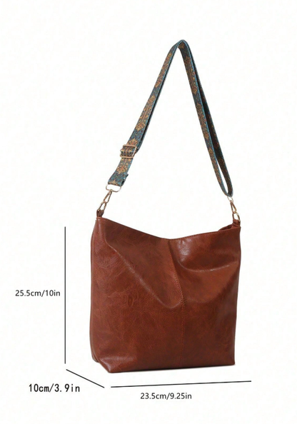 Stilvolle Damen Umhängetasche Modern Lederschwarz