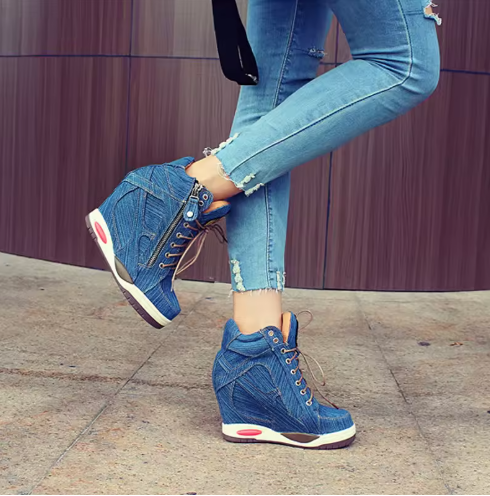 Damen Sneaker Keine Eile Wedges Hoch