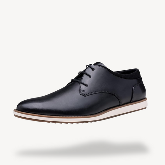 Orthopädische Derby-Schuhe aus schwarzem Leder für Herren | Loravelle 0