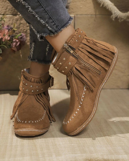 Orthopädische Fransenstiefeletten für Damen 3