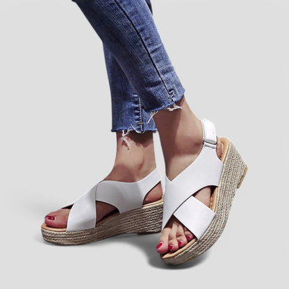 Orthopädische Keilsandalen mit stylischem Kreuzriemen 3